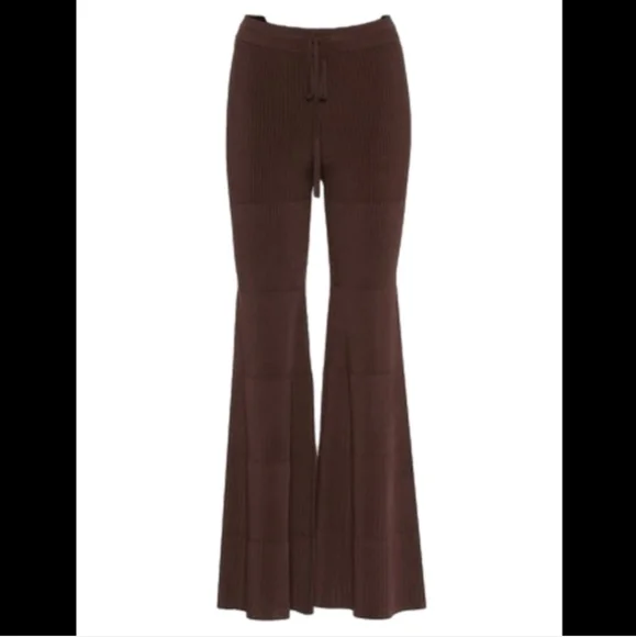 China Peter Do Brown Flared Ribbed Pants small - Picture 4 of 16